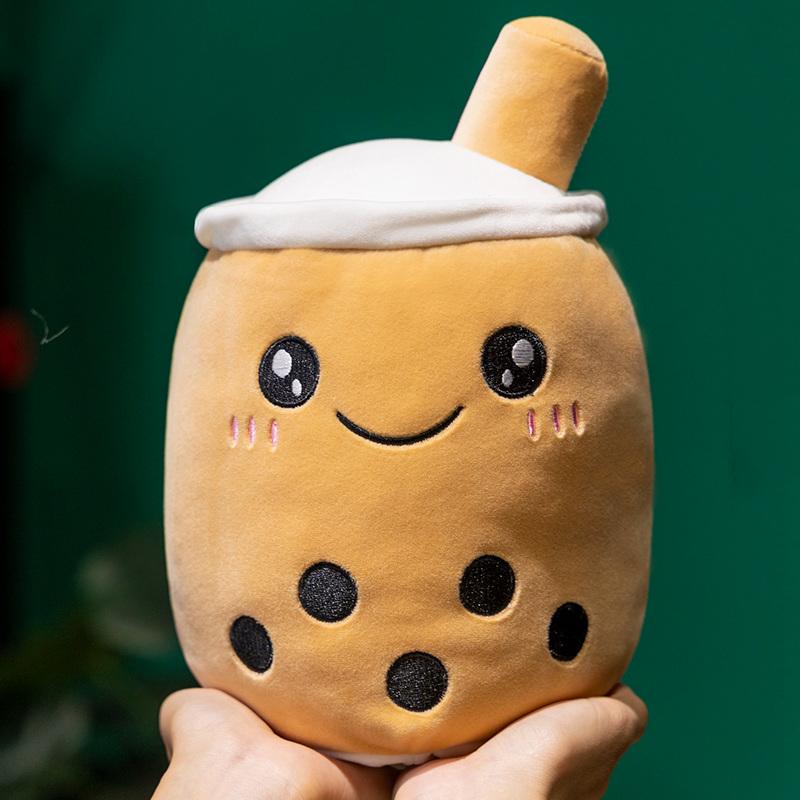 Bubble Tea Двусторонняя плюшевая мягкая милая еда Молочный чай Мягкая Обнимашка День Рождения Рождество Молочный чай Чашка Плюшевая игрушка для отправки в подарок на праздник