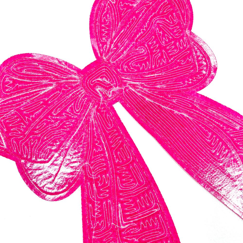 Big Shining Pink Sequin Bow Embroidered Patch, Customizable Iron-On Patch for Bags, Jackets, Hats, and Fashion Accessories