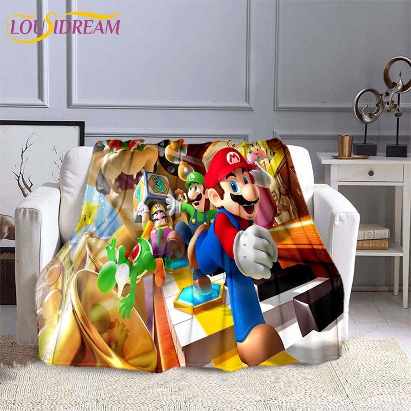 Модная плед-одеяло Mario Bros Аниме Фланелевый плед для кровати Мягкое 3D-печатное мультяшное покрывало Диван Путешествия Кемпинг Детское одеяло