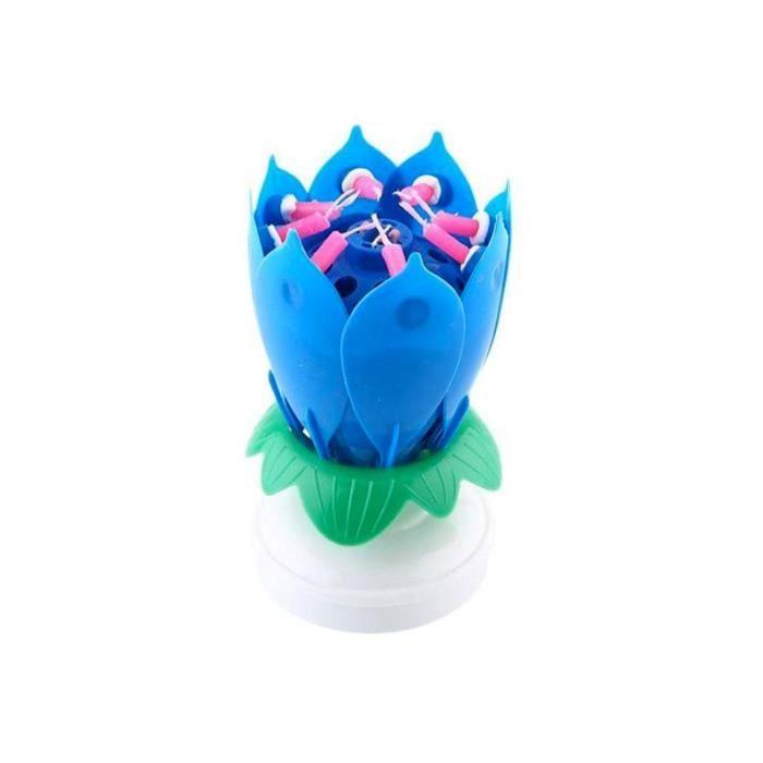 Волшебная свеча на день рождения - SHOP-STORY - Вращающийся музыкальный цветок - Синий - Украшение для торта - Для помещения