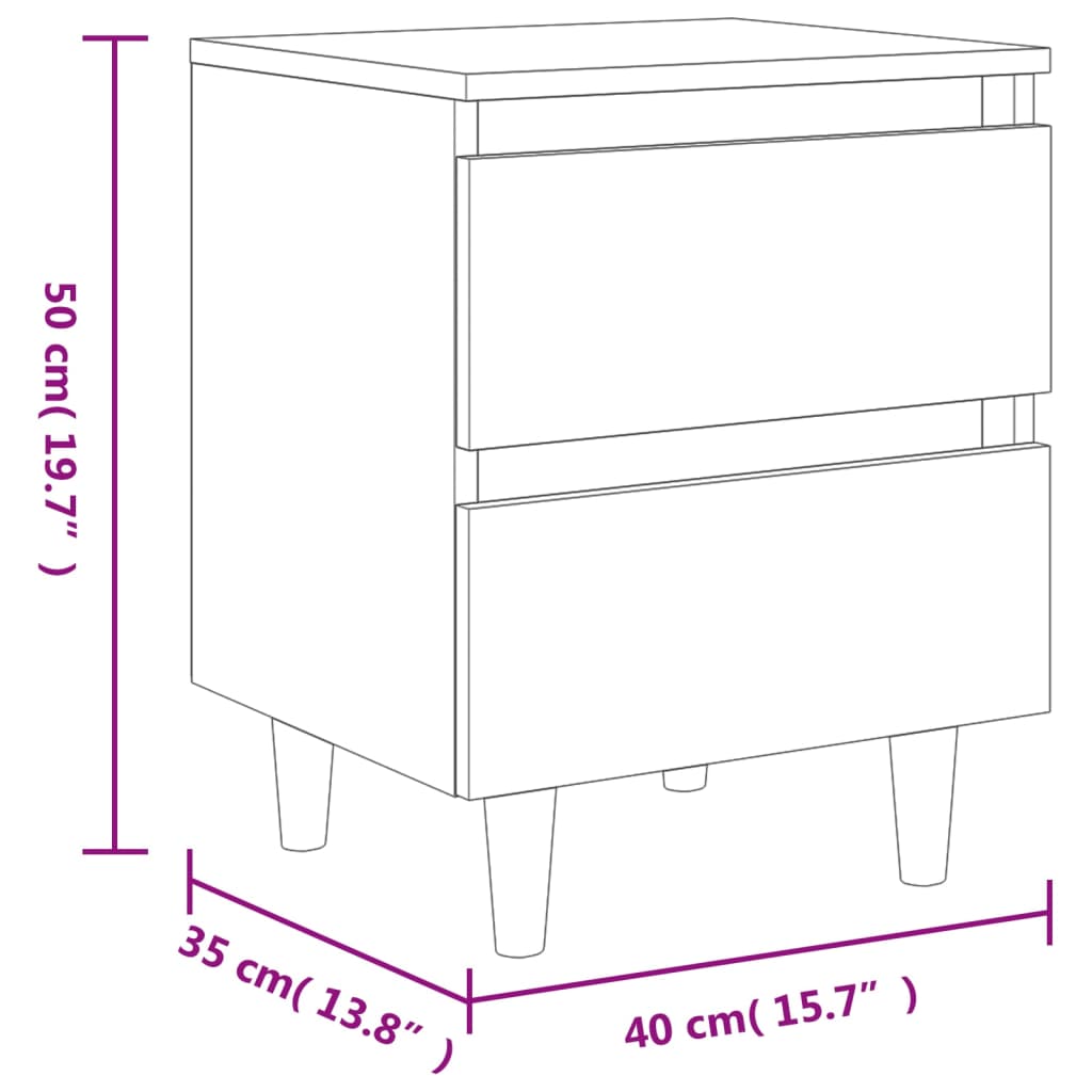 Nightstand with Solid Wood Legs Smoked Oak 40 x 35 x 50 cm
