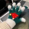 2025 Winter Girls Christmas Gloves Warm Plush  Cartoon Kids Gloves Cute Christmas Tree Students Cycling Gloves 3-8Y