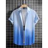 Manfinity Homme Men Ombre Button Up Shirt Without Tee, Short Sleeve Casual Shirt For Husband