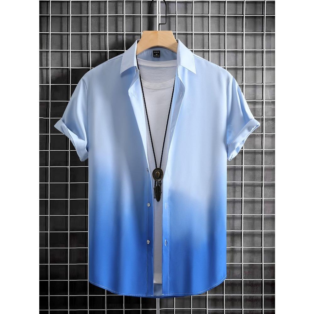 Manfinity Homme Мужская рубашка на пуговицах Ombre без футболки, повседневная рубашка с коротким рукавом для мужа