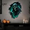 Spooky Wall Stickers Halloween Theme Sticker, Horror Skull Decal, Waterproof Self-adhesive PVC Art, for Home Living Room Bedroom And Party Fluorescent