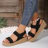 Women's Minimalist Wedge Sandals Open Toe Thick Soled Platform Casual Sandals Ankle Strap Slingback Sandals