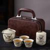 Mid-Autumn Festival Portable Ceramic Travel Tea Set, Three Cups Kuaike Cup Outdoor Kung Fu Teapot Gift Box