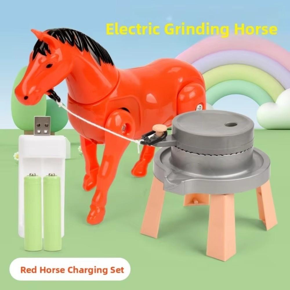 Plastic Horse Circling Mini Sensory Simulation Animal Electric Horse Model Anxiety Relief Rotating Horse-drawn vehicle