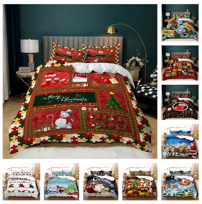 3D рождественские постельные принадлежности для детей/подростков, пуховый пододеяльник, 2/3 шт., новогоднее украшение для спальни, EU220 * 240, полноразмерный удобный домашний текстиль