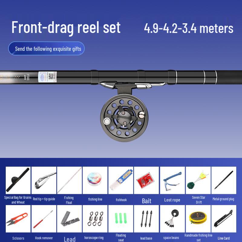 Super Hard 19-Tune Fishing Rod - Wheat & Corn Design, No-Cut Front-Casting, Lightweight Multi-Position Hand Rod Combo.