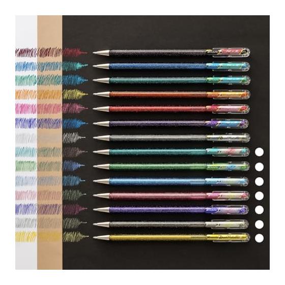 Гелевая ручка Pentel Dual Metallic, набор "Фэнтези", 7 цветов, чернила с блестящим пигментом, 1,0 мм