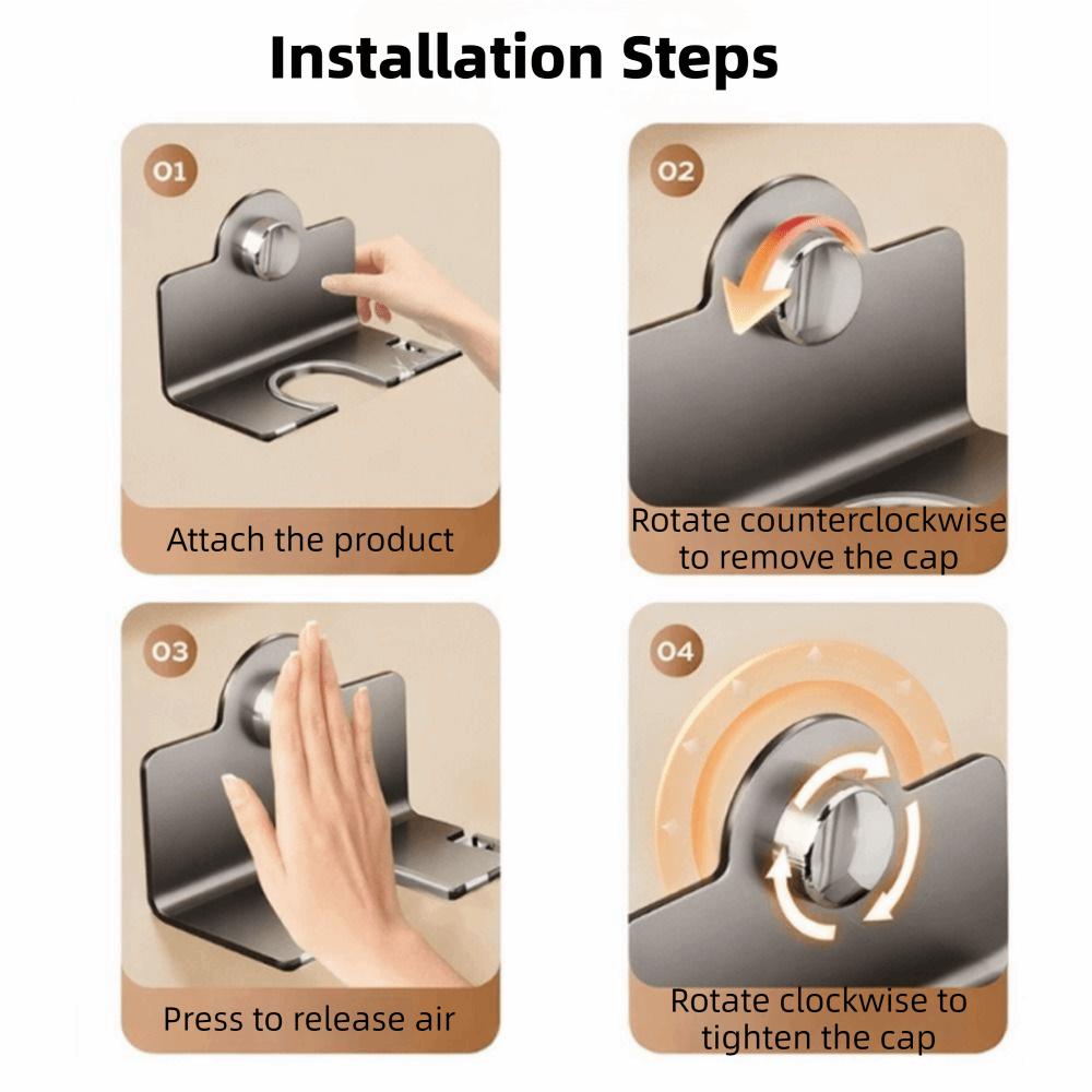Carbon Steel Suction Cup Hair Dryer Holder Punch Free Wall Mounted Hair Dryer Bracket Rustproof Space Saving