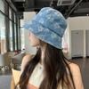 Джинсовые ведерки с принтом в виде сердечек для женщин, корейские летние панамы, рыбацкие кепки, головные уборы для путешествий на открытом воздухе, женские солнцезащитные кепки-ведра
