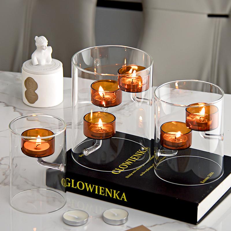 1PC Hurricane Creative Oil Lamp Windproof Glass Candlestick Home Decor Cylindrical Clear Candle Holder European Style Glass