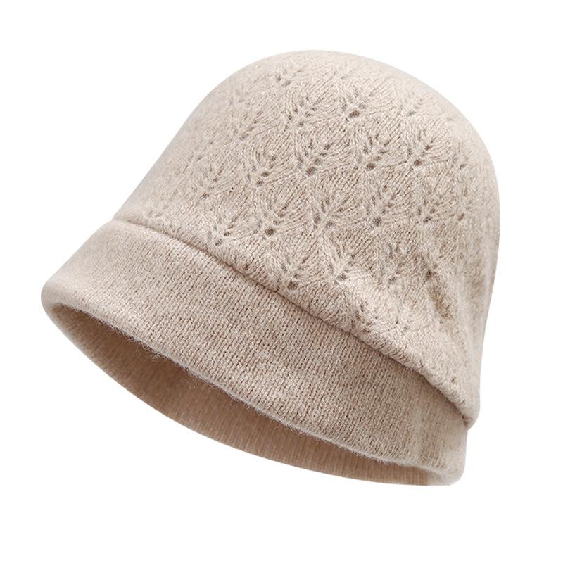 Autumn and winter new knitted warm fashion heavy leaf pattern hollow casual pile hat children's pullover confinement hat