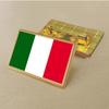 Italian Flag Brooch 2.5 * 1.5cm Zinc Alloy Die-cast Pvc Color Printing and Coating Golden Rectangular Shape