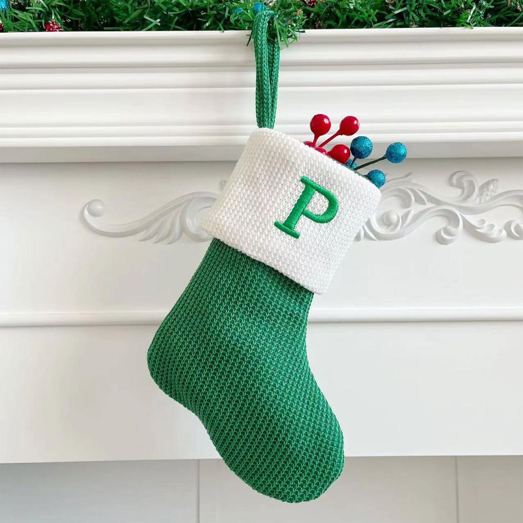 Рождественские чулки, маленькие вышитые буквы, вязаные рождественские подвесные чулки, украшения, декор для рождественской вечеринки
