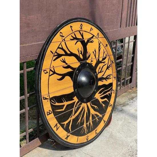 Medieval LARP SCA Warrior Wood & Steel Viking Round Shield Armor Templar Shield