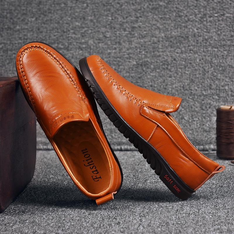 Мужская повседневная обувь Кожаная обувь ручной работы Мужские туфли большого размера для вождения
