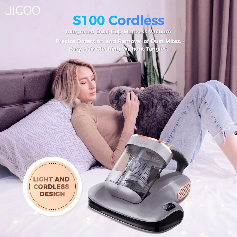 JIGOO S100 Cordless Smart Dual-Cup Mattress Vacuum Cleaner