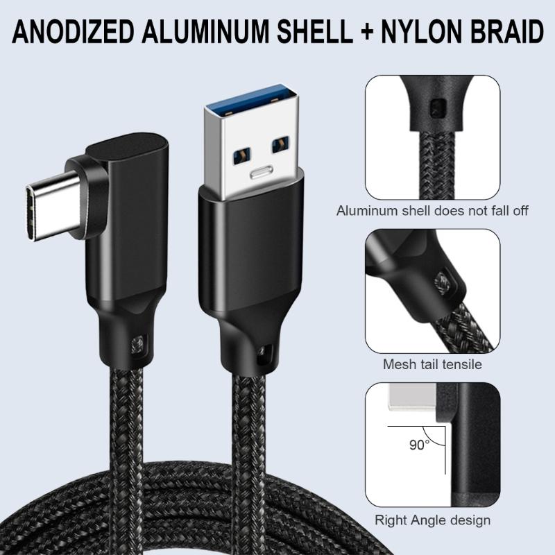 USB C to USB A Cable USB 3.2 10Gbps 90° Right Angle USB C Data Cable 20V 3A 60W Quick Charging for USB C Camera VR Game