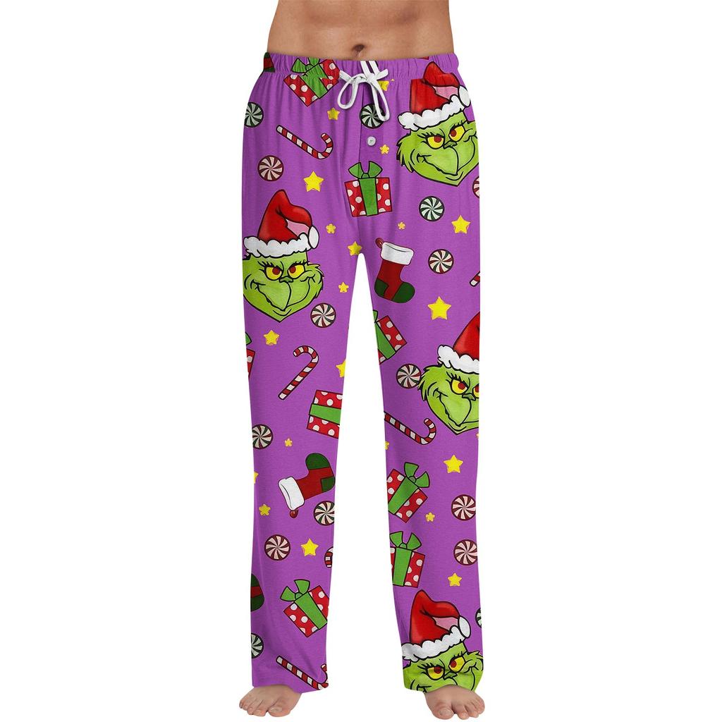 Men's Allover Printed Home Pants Sleeping Pajama Pants Long Pants Pajama Pants