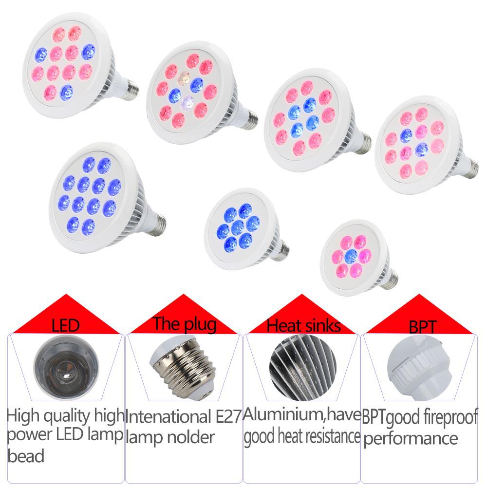 Светодиодная лампа полного спектра для выращивания растений E27, 21 Вт/36 Вт для комнатных растений