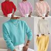 Women's Solid Color Loose Knit Pullover Sweater: Autumn/Winter Long Sleeve Half-High Neck Fashion Top.