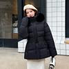 Хлопковая одежда женская талия новая зимняя свободная с капюшоном меховой воротник утолщенная теплая средняя и длинная куртка-пуховик