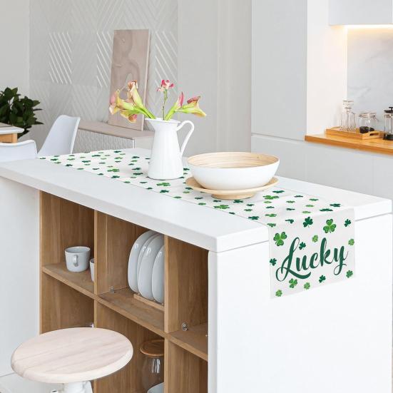 Дорожка для стола на день Св.. Украшение ко Дню Патрика с принтом клевера, легкое в уходе, нескользящее
