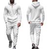 Mens Winter Warm Fleece-Lined Casual Hooded Tracksuit Set Long Sleeve Top Full-Length Pants