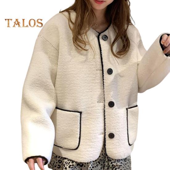 Женское осенне-зимнее пальто, однобортное, однотонное, свободные накладные карманы, термостойкий кардиган с длинными рукавами, повседневная куртка