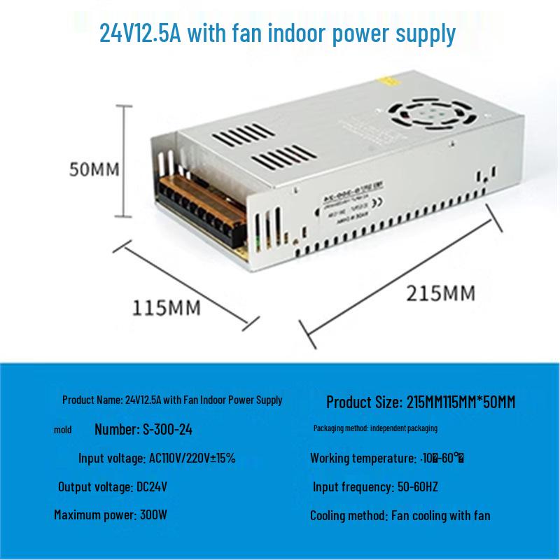 220V to 24V/12V/5V DC LED Power Supply Transformer for LED Strips, 2A/5A/10A/15A/20A
