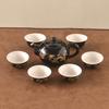 Retro Ceramic Gongfu Tea Set: Teacups, Pitcher, Gaiwan