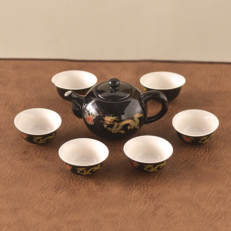 Retro Ceramic Gongfu Tea Set: Teacups, Pitcher, Gaiwan