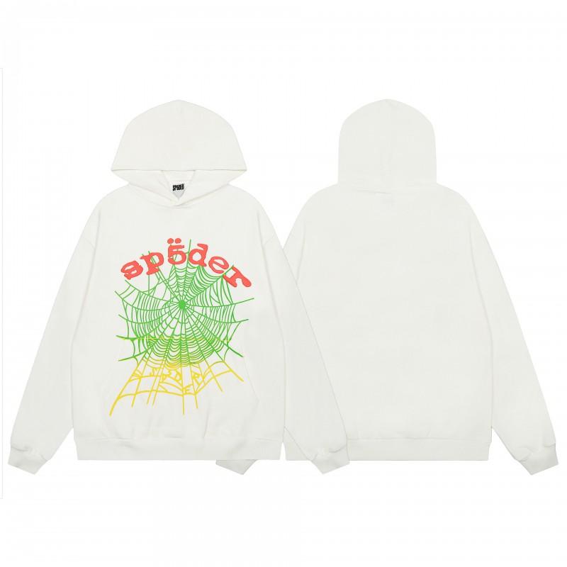 Sp5der Letter Print Hooded Sweatshirt Unisex Oversized Cotton Pullover Fall Casual Wear