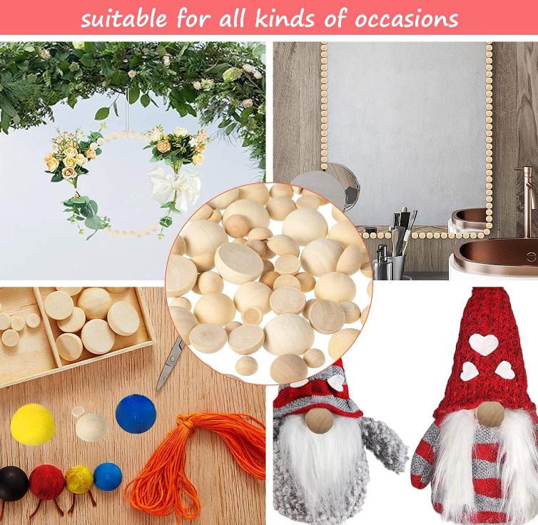 5-20 шт. 15-25 мм натуральные необработанные деревянные бусины, полудеревянные бусины, маленькие полукруглые деревянные шарики для рукоделия, детского искусства