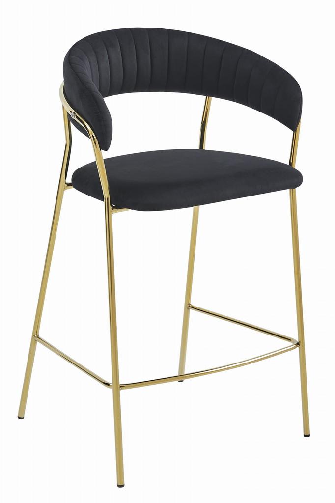 BADIA stool - black velvet / gold legs x 1