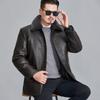 Genuine Leather Jacket, Men's Lapel Thickened Winter Sheepskin Jacket, Middle-aged Dad's Jacket, Down-lined Leather Jacket