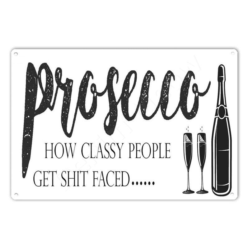 Prosecco OClock Vintage Poster Prosecco Cocktails Metal Tin Signs Pub Bar Decoration Prosecco Princess Wall Art Decor N