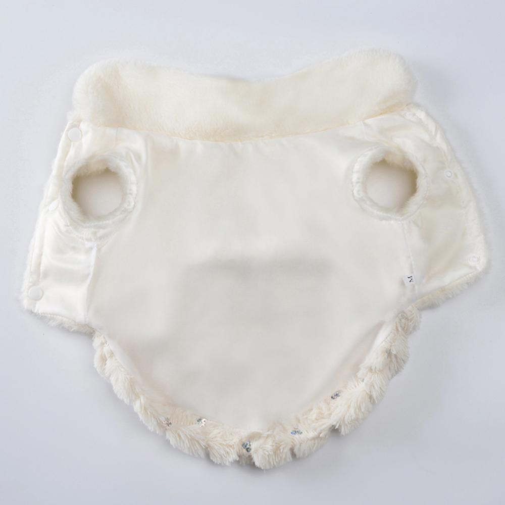 Одежда для домашних животных Элегантное роскошное зимнее пальто с мехом для собак, свитер для маленьких средних кошек, одежда с бантом, модная зимняя куртка для щенков, комбинезон для котенка