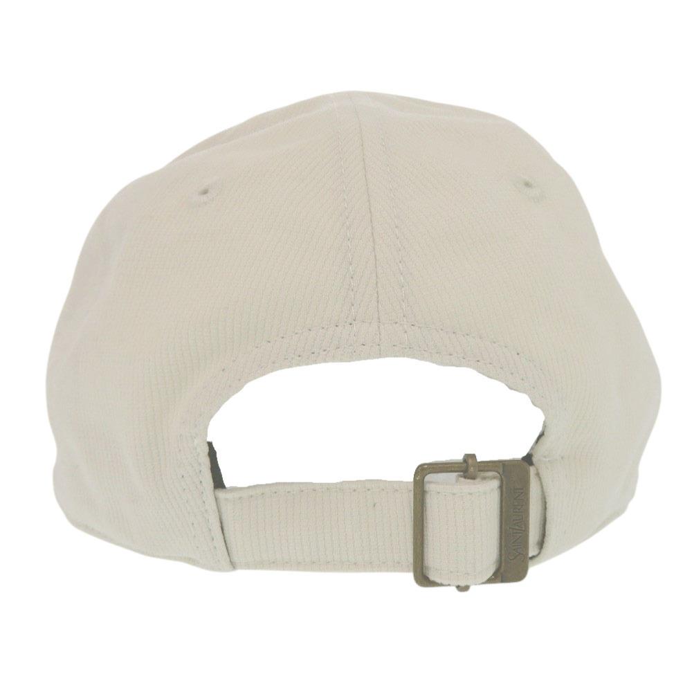 Used AUTHENTIC SAINT LAURENT PARIS 816864 3YR58 Logo Corduroy Baseball Cap Ivory