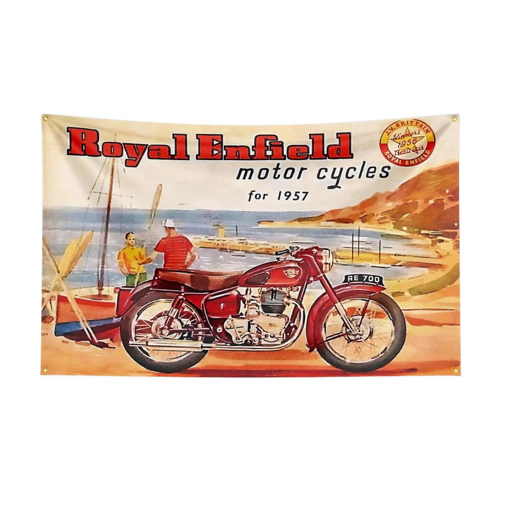 Флаг для мотоцикла Royal Enfield 3x5 футов, полиэстер, баннер с цифровой печатью, для украшения стены гаража, для улицы