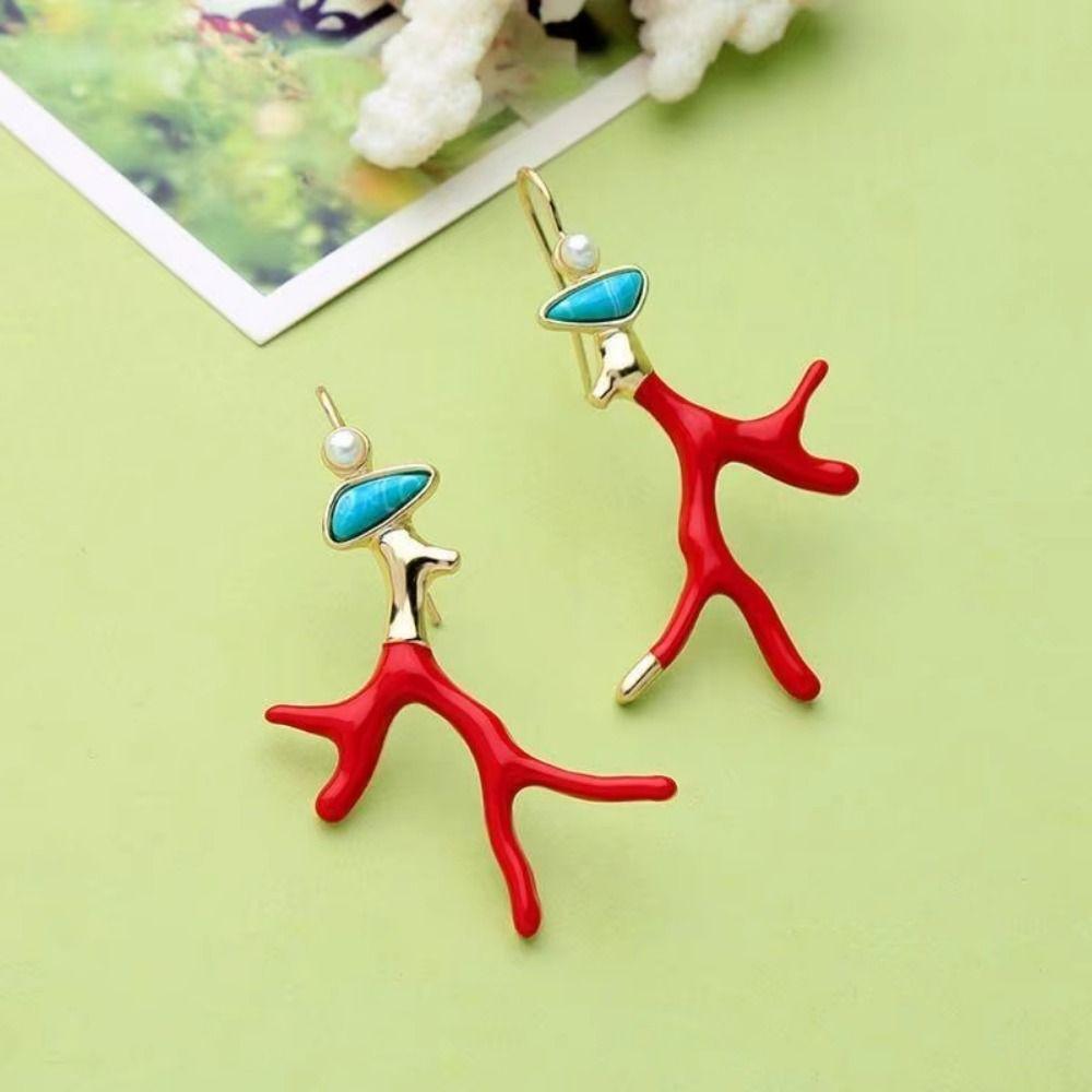 Clear Enamel Glaze Earrings U-Shaped Geometric Drop Earrings Irregular Colored Earrings  Party