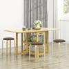 Upholstered Stool Set of 4, Stackable, Lacquered Surface, Wooden Legs, Brown