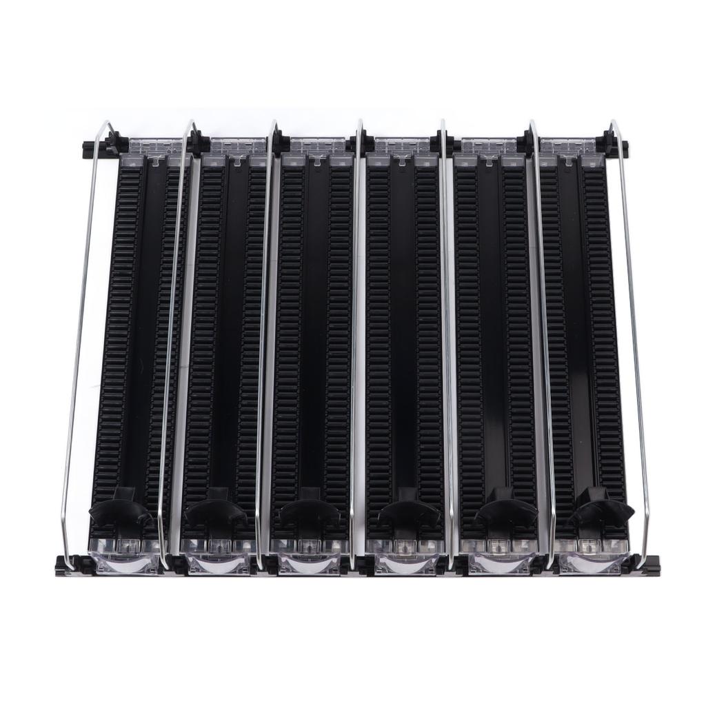 Self Pushing Drink Holder 6 Rows Adjustable Width Spring Loaded Easy Slide Large Capacity 15in Fridge Drink Dispenser