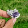 Natural Lepidolite Gemstone Stackable Purple Adjustable Ring 925 Sterling Silver