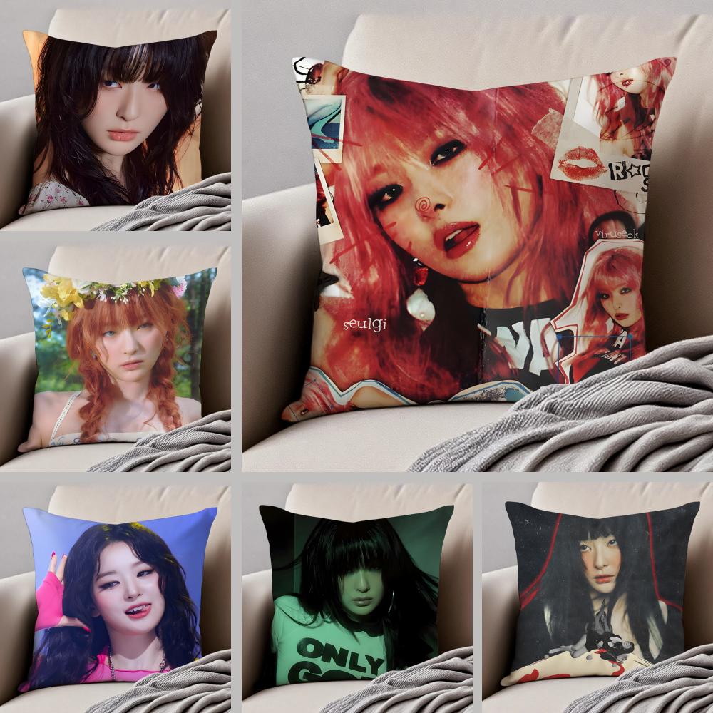 singer charismatic SSeulgi KKang Seulgi Cushion Cover Throw Pillow Cover Hidden Button Durable Polyester Chair Cushion