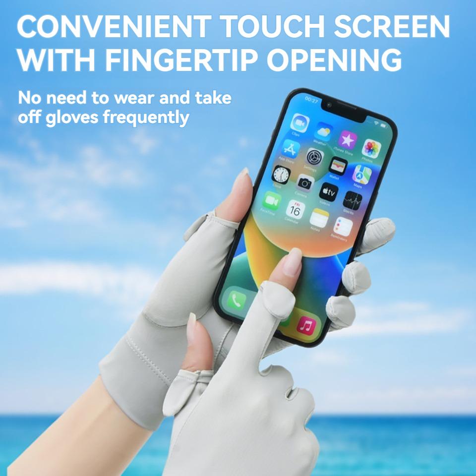 1Pair Summer Sun-protective Gloves Flip Your Fingers To Touch The Screen Breathable Raw Yarn Cycling UV Protection Gloves