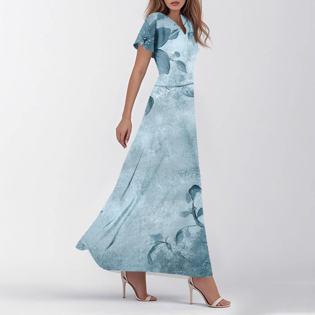 Женское летнее повседневное модное ретро-платье с цветочным принтом и коротким рукавом